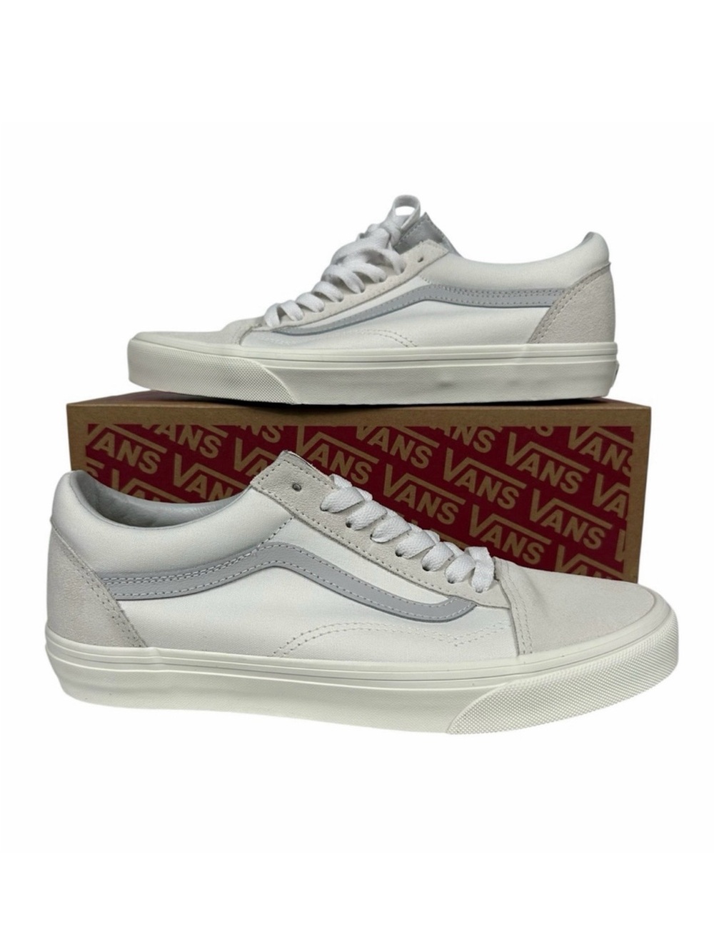 Vans Old Skool Marshmallow White Low Top Skate Sneakers Mens 8.5/ Women 10